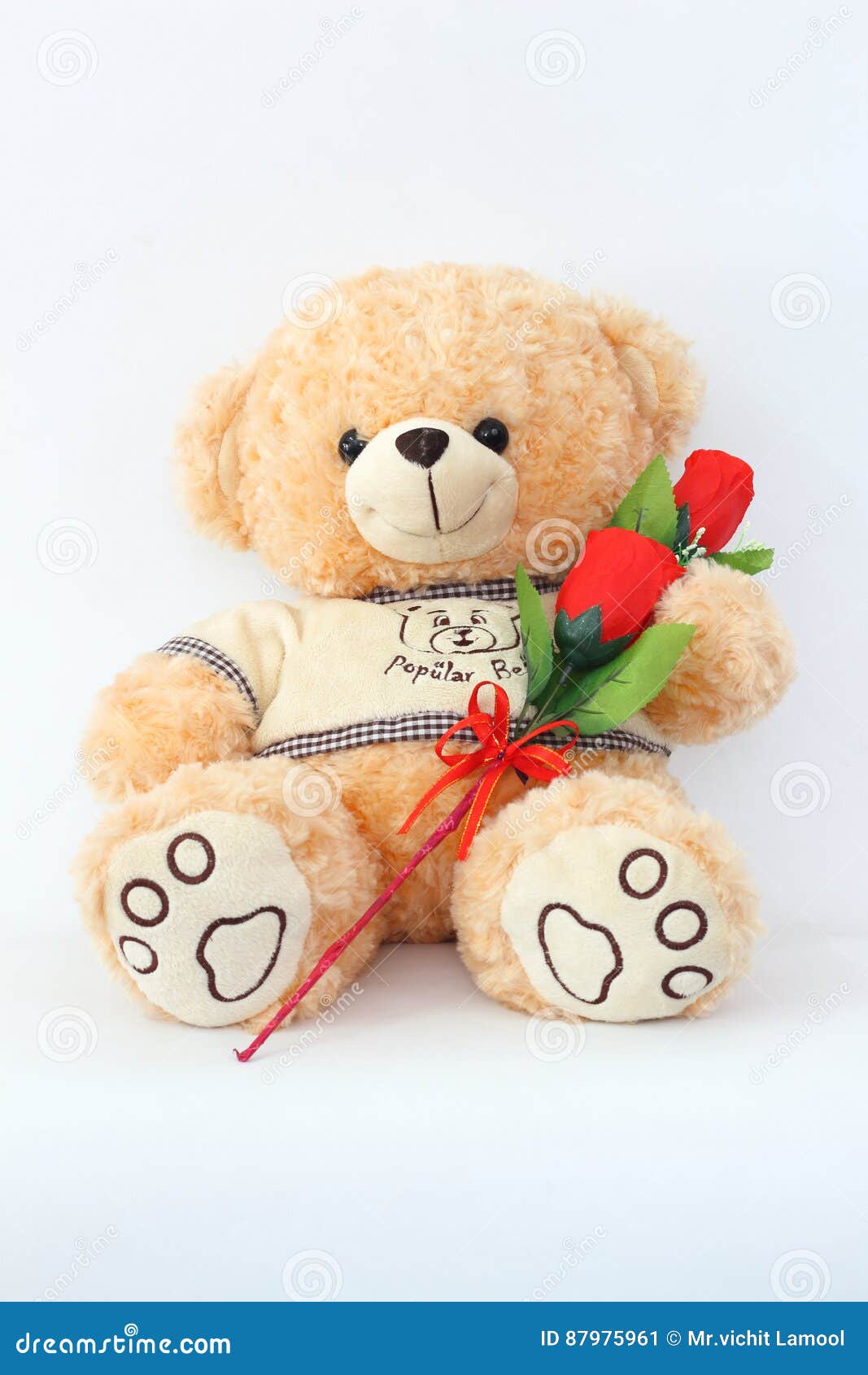 Brown Teddy Bears and Red Roses. Stock Image Image of decoration