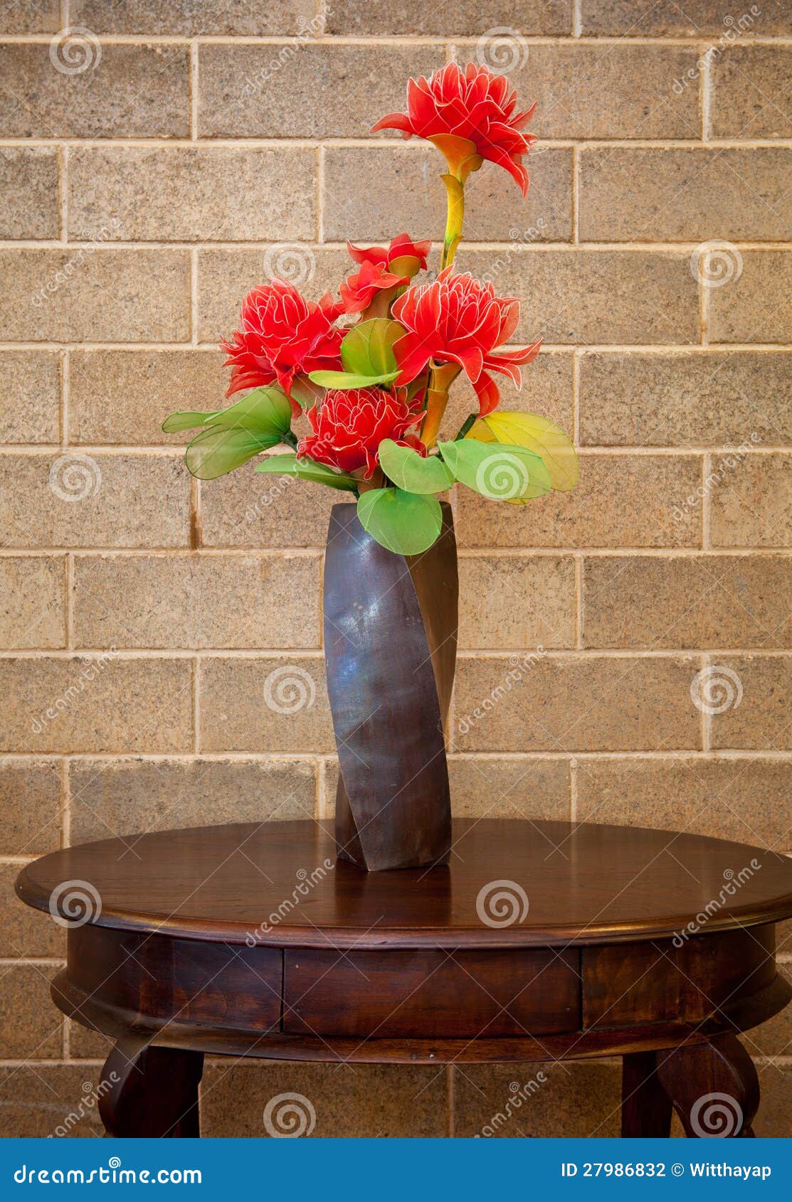 Brown vase and flower stock photo. Image of design, natural 27986832