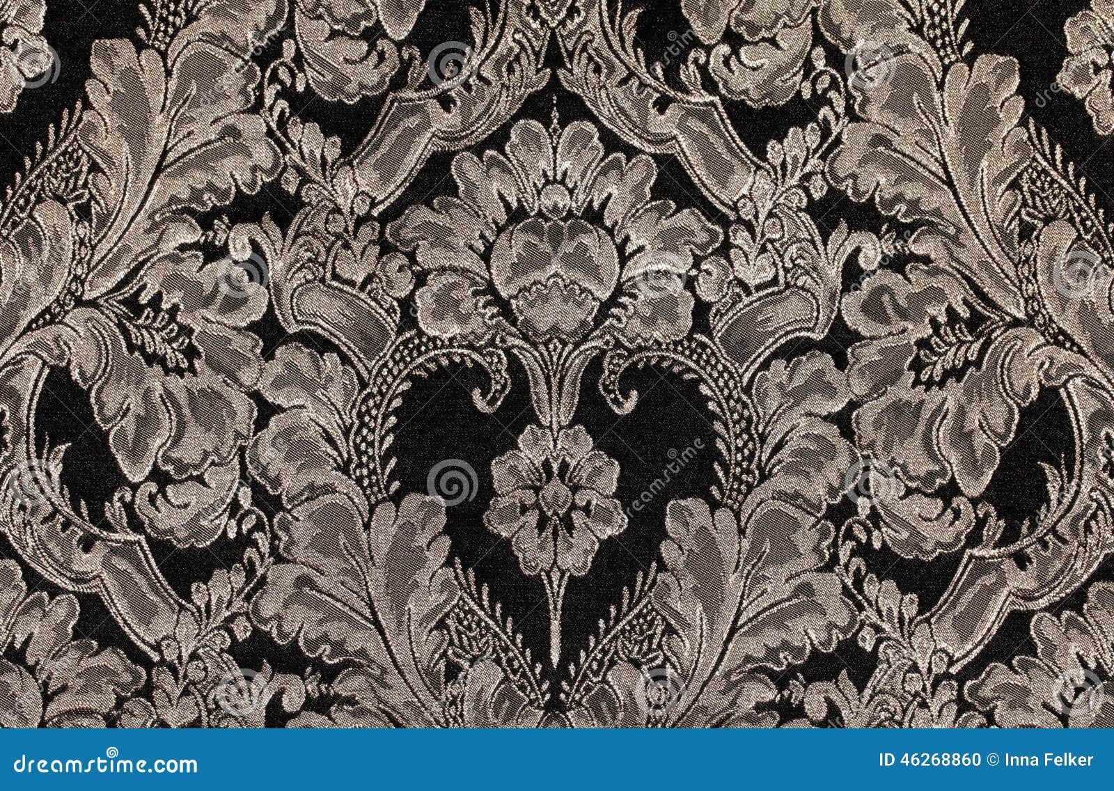 brown vintage fabric with damask pattern as background