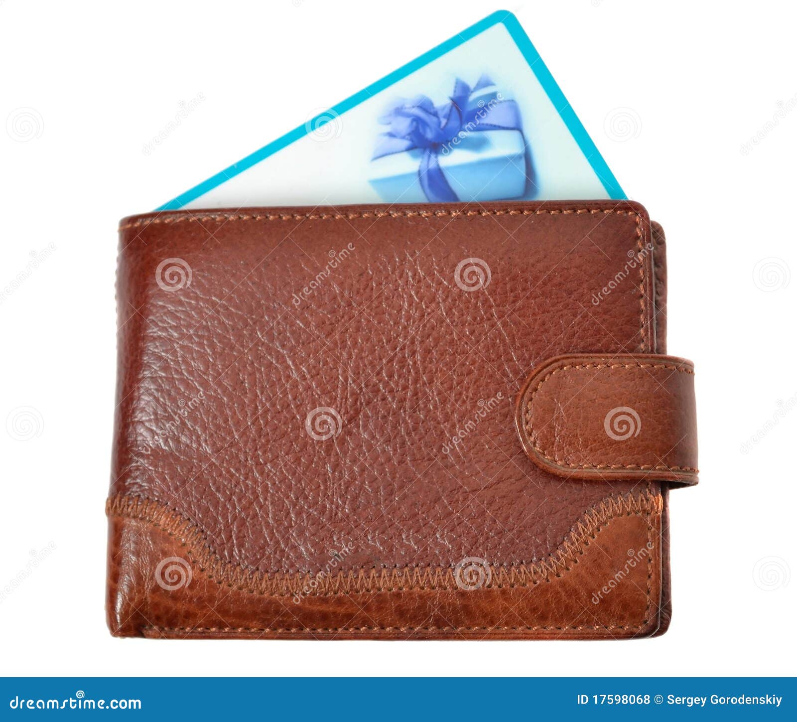 brown wallet with discount card