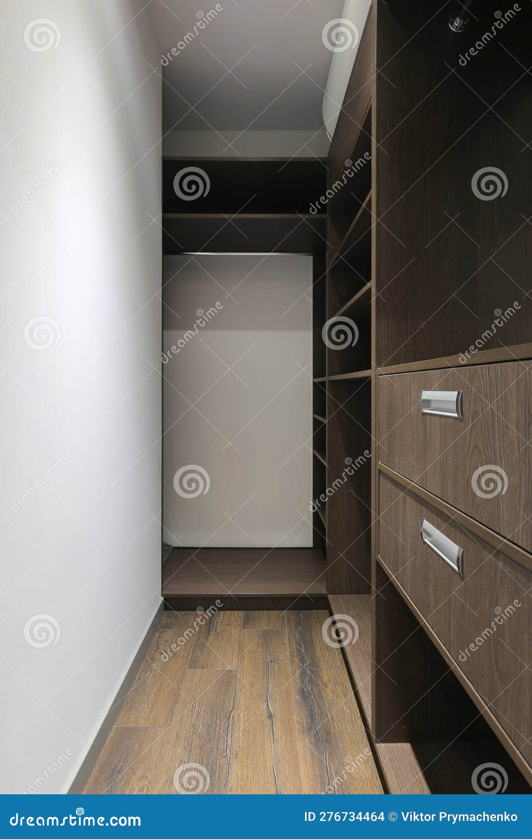 Brown Wardrobe with Shelves in the Dressing Room Stock Photo Image of