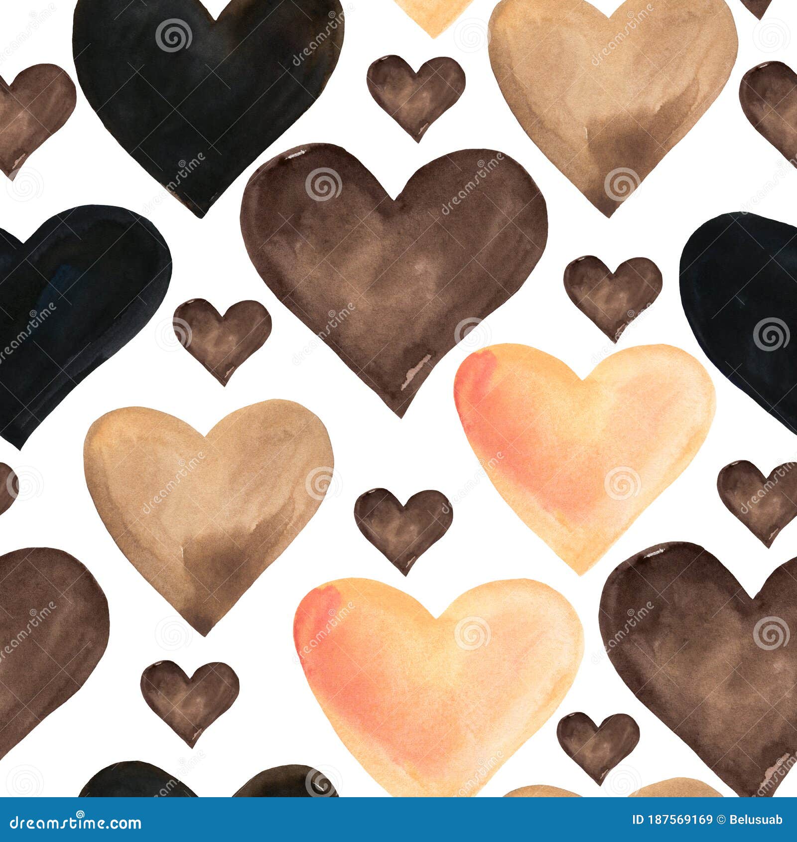 Brown Watercolor Hearts Seamless Pattern on White Background Stock  Illustration - Illustration of protest, discrimination: 187569169