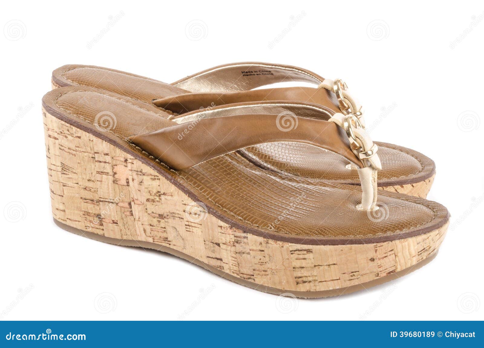 Brown Wedge Flip Flop Sandals #1 Stock Image - Image of footwear ...