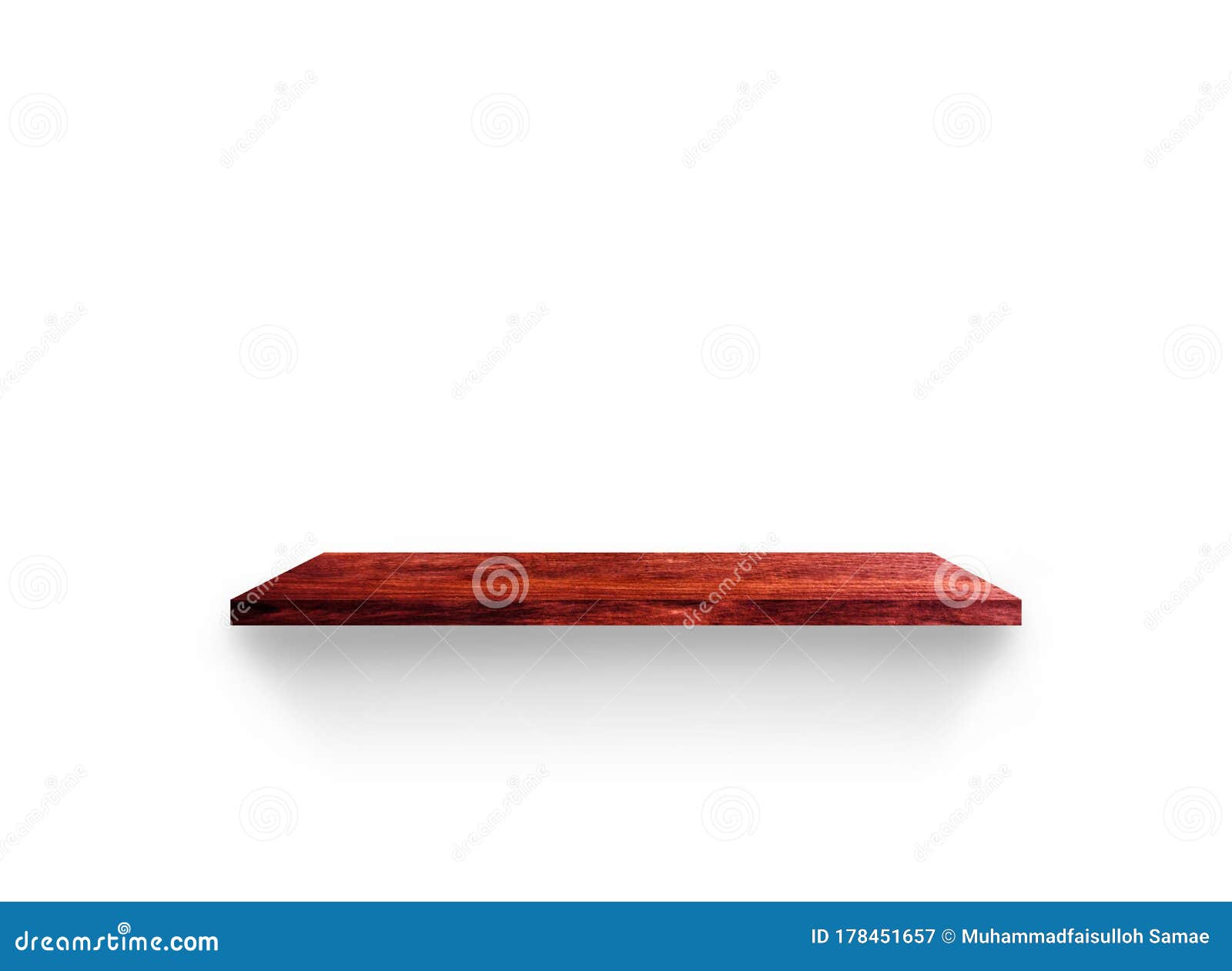 brown wood shelf  on white background with clipping path for your product placement or montage
