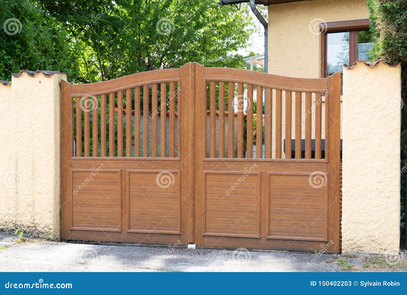 Brown Wooden Gates of Private House Stock Image Image of gated, outside 150402203