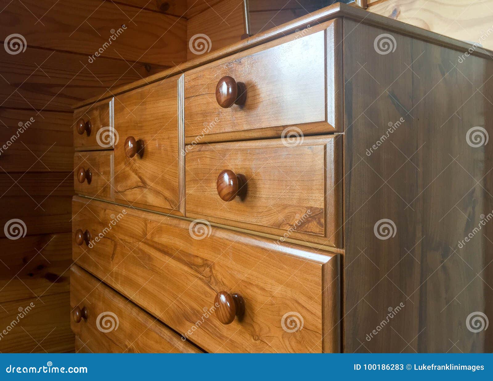 Brown Wooden Tall Boy Cabinet Stock Image Image Of Rustic