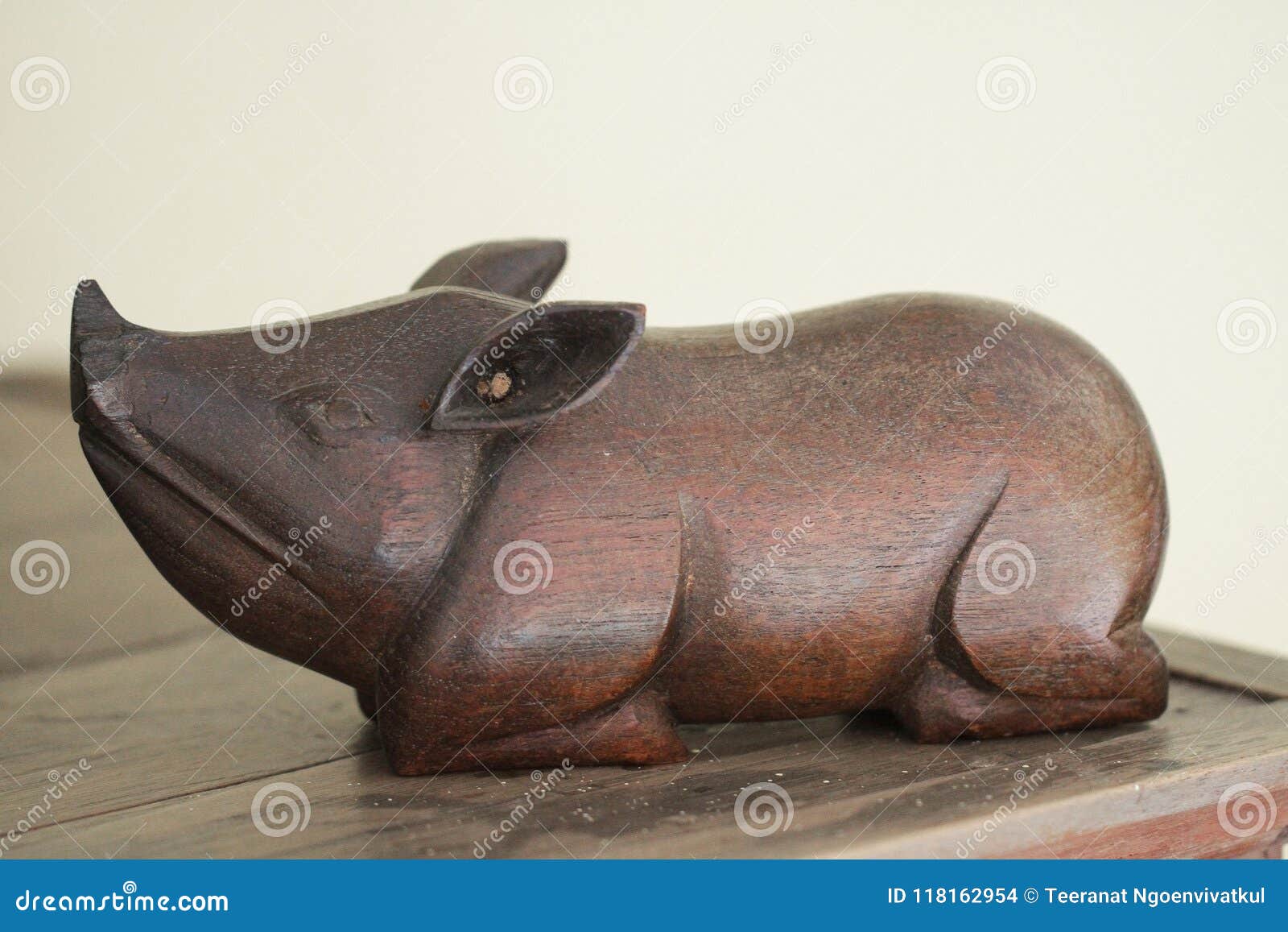 Handmade wooden boar figurine 