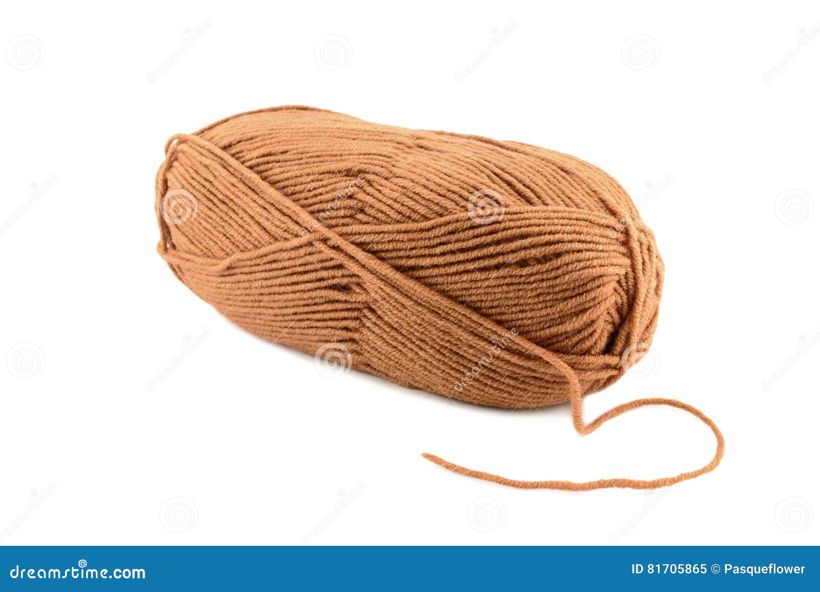 Brown Yarn Clew Isolated on White Stock Image Image of background
