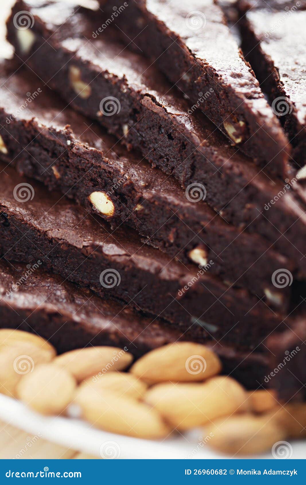 Brownie with almonds stock photo. Image of baked, delicious 26960682