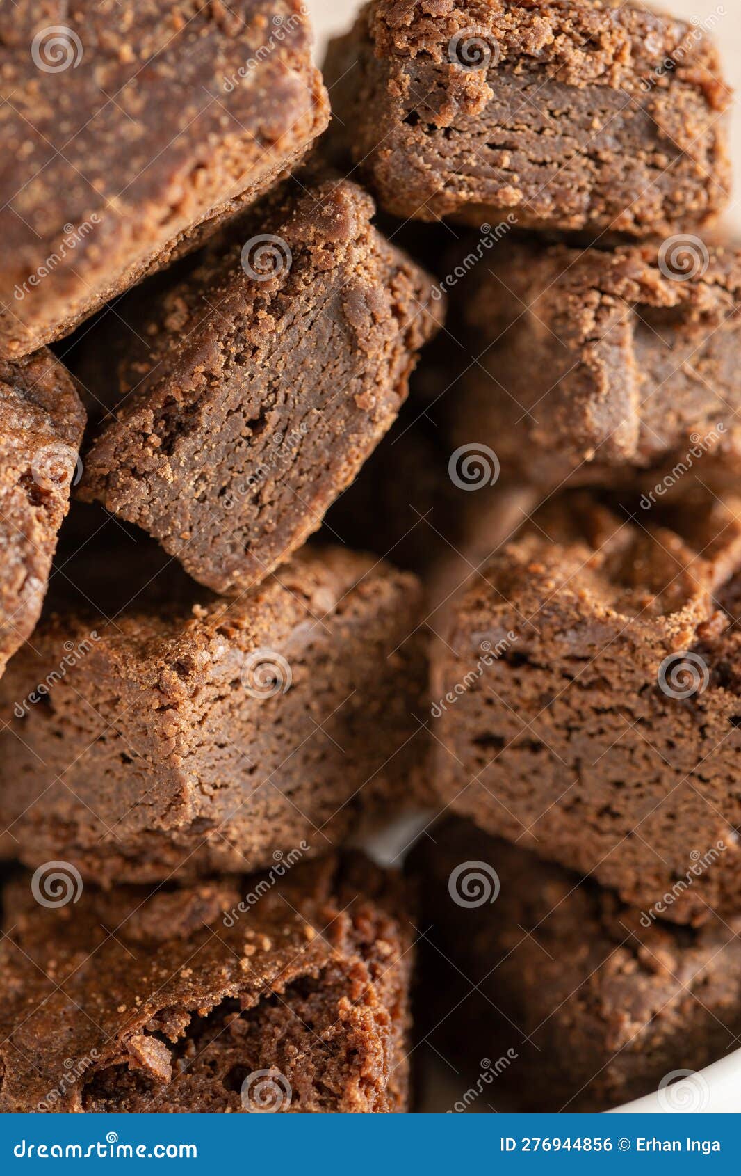 Brownie Bites Cookies, Dessert Square Chocolate Bites. Stock Photo