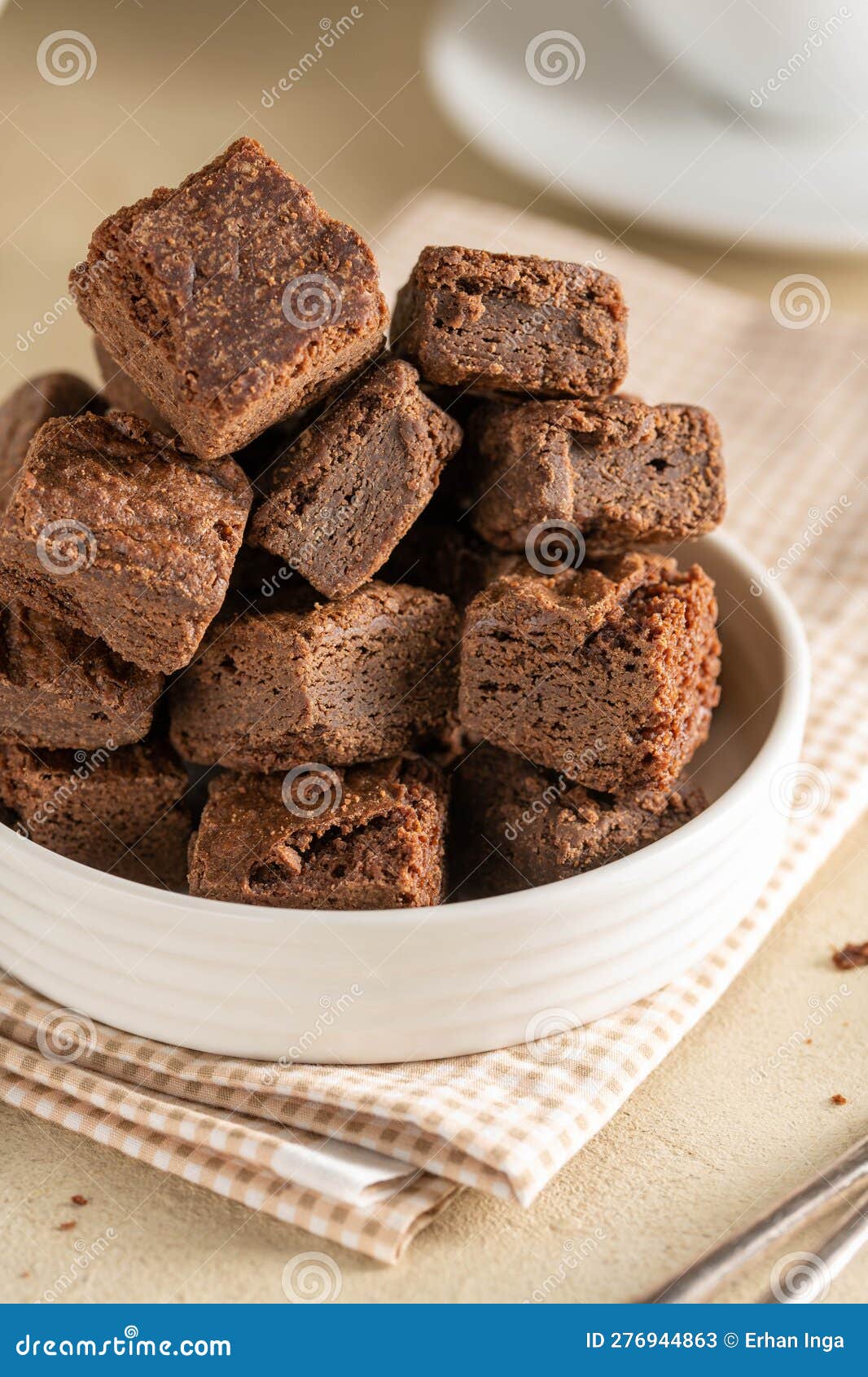 Brownie Bites Cookies, Dessert Square Chocolate Bites. Stock Image