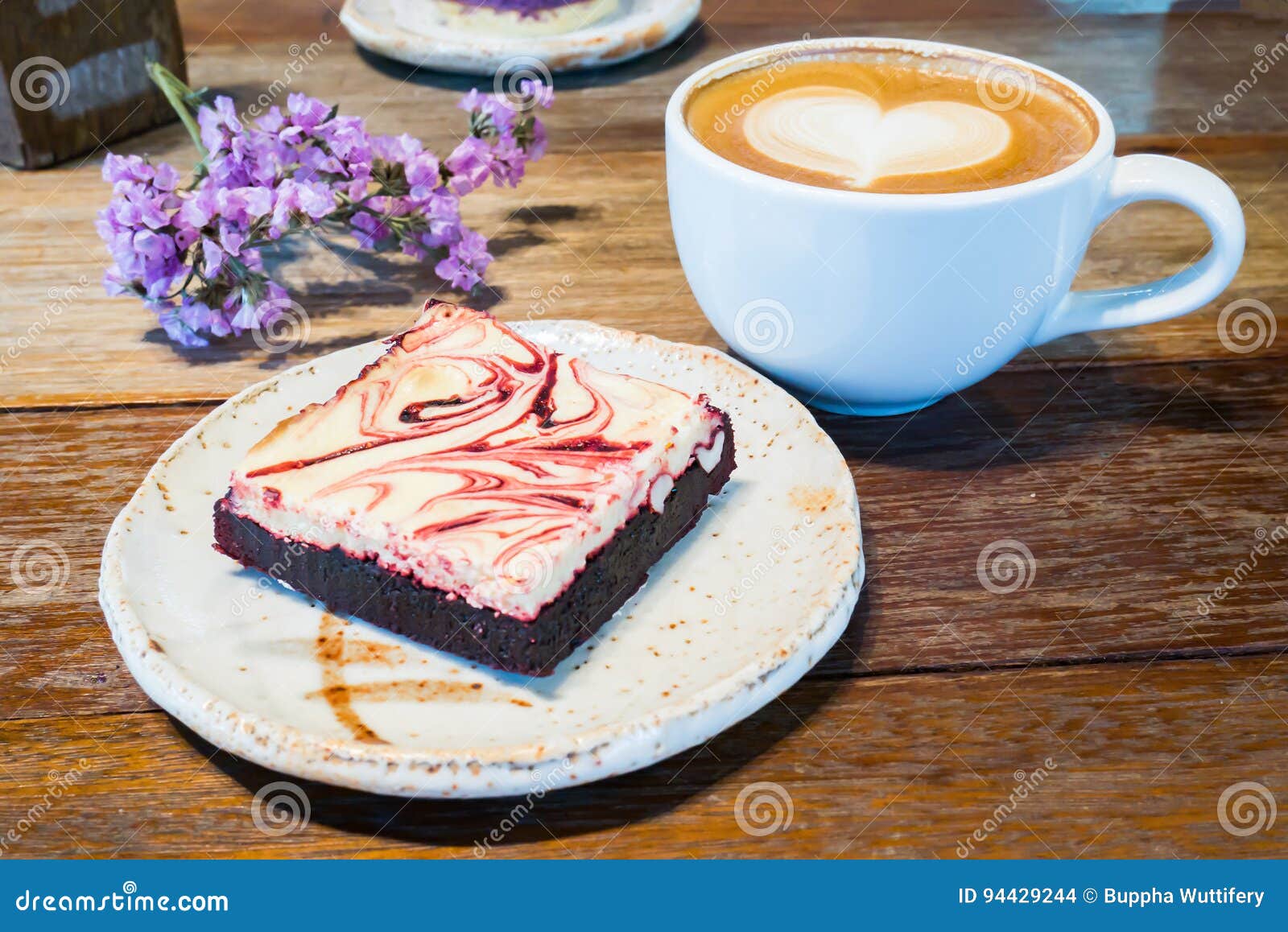 Brownie and coffee stock photo. Image of cream, latte 94429244