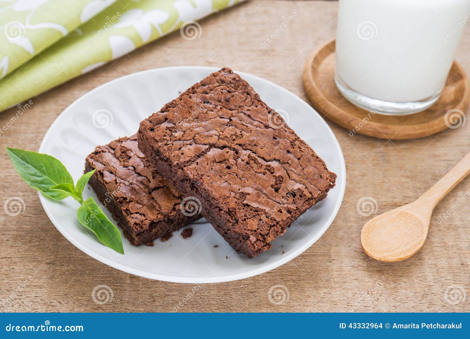 Brownies on Plate and Milk Glass Stock Photo Image of cocoa, cuisine