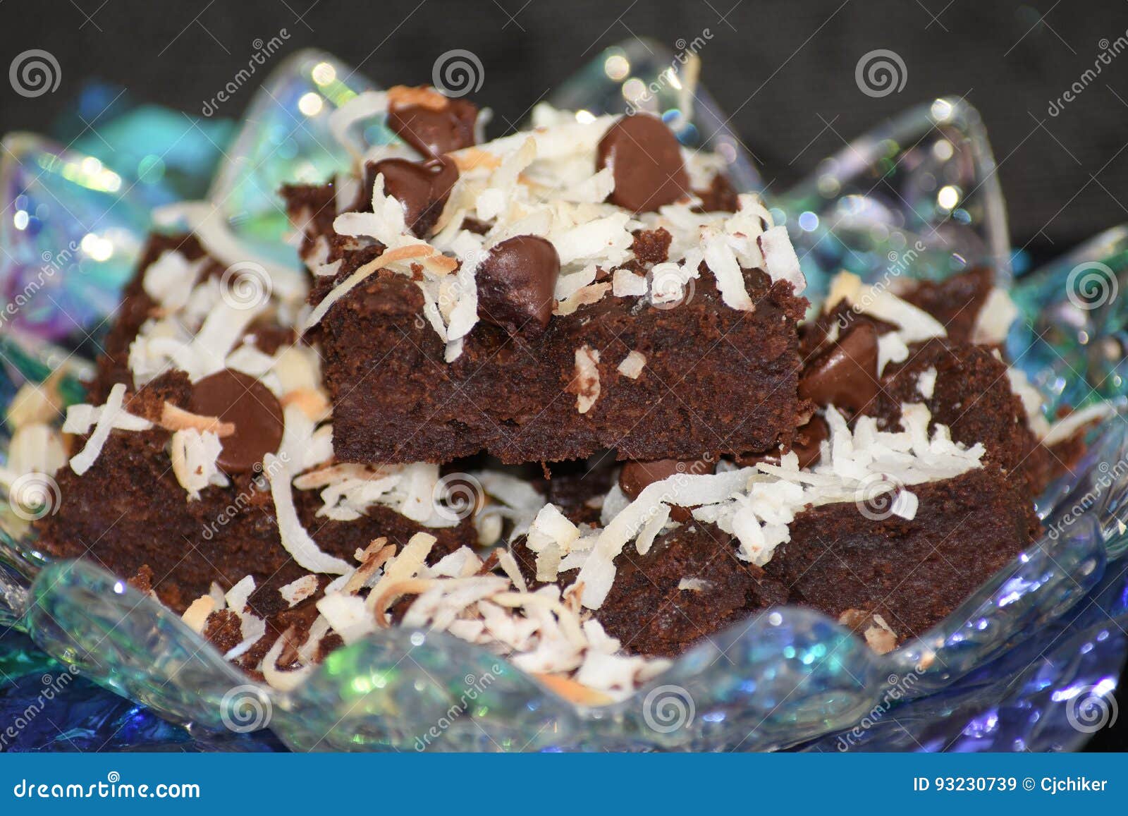 Brownies Stacked in Glass Dish Stock Image Image of background, sweet