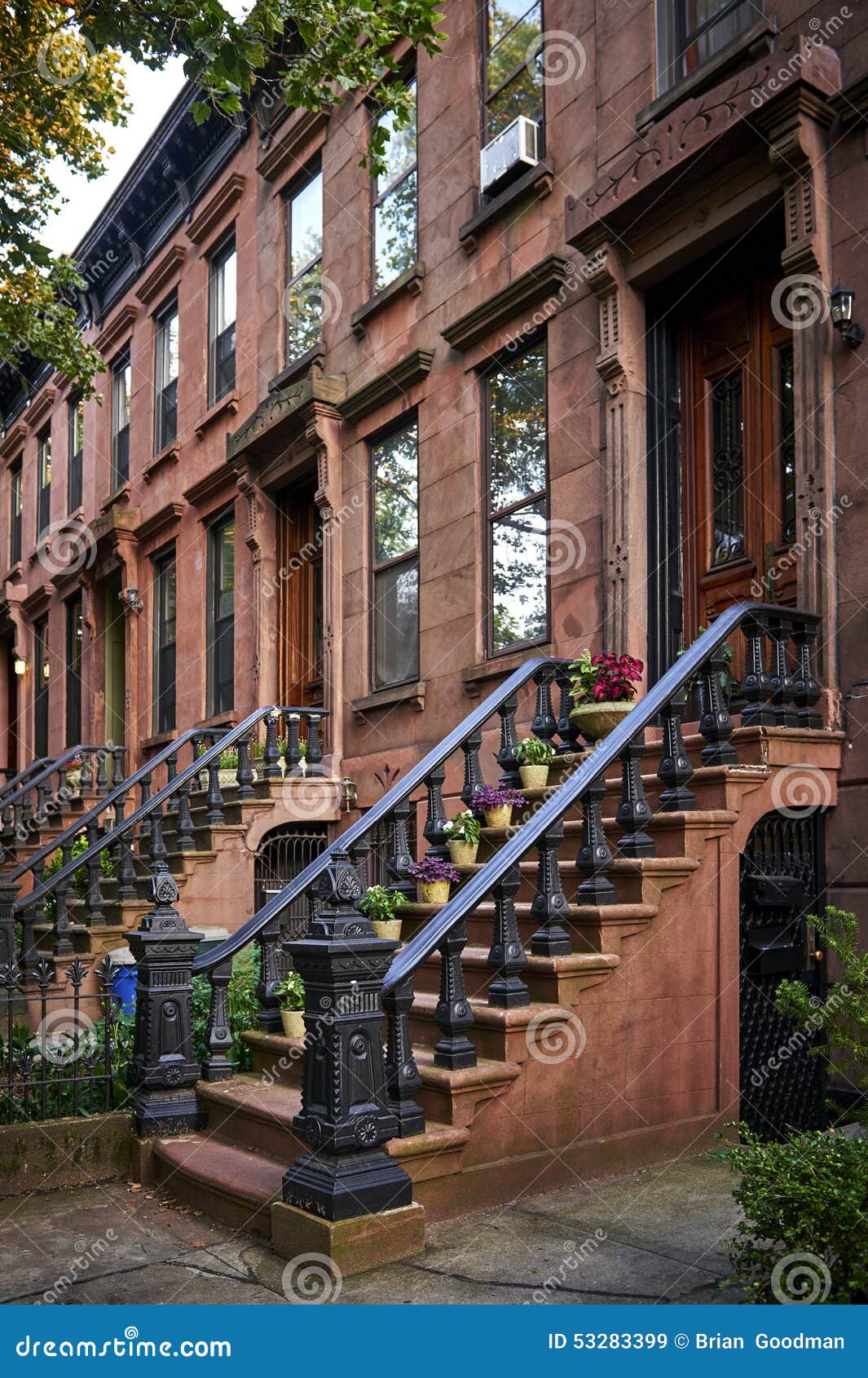 Brownstones stock image. Image of community,