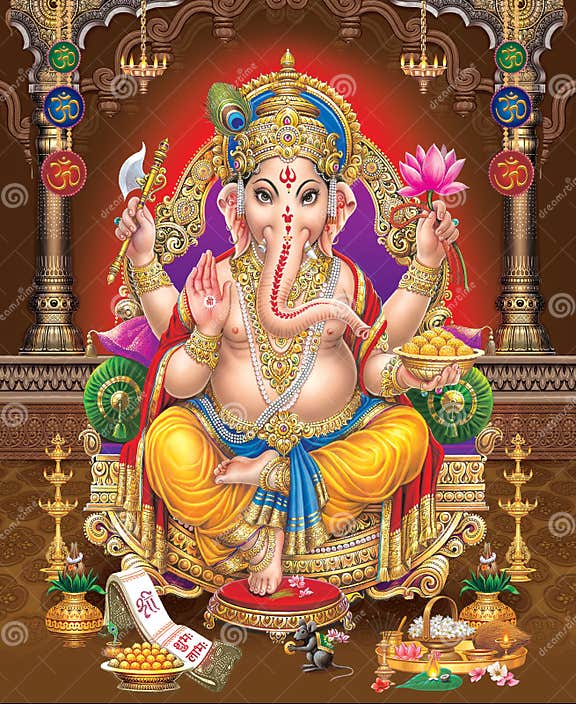High Resolution Indian Gods Lord Ganesha Digital Painting Stock ...