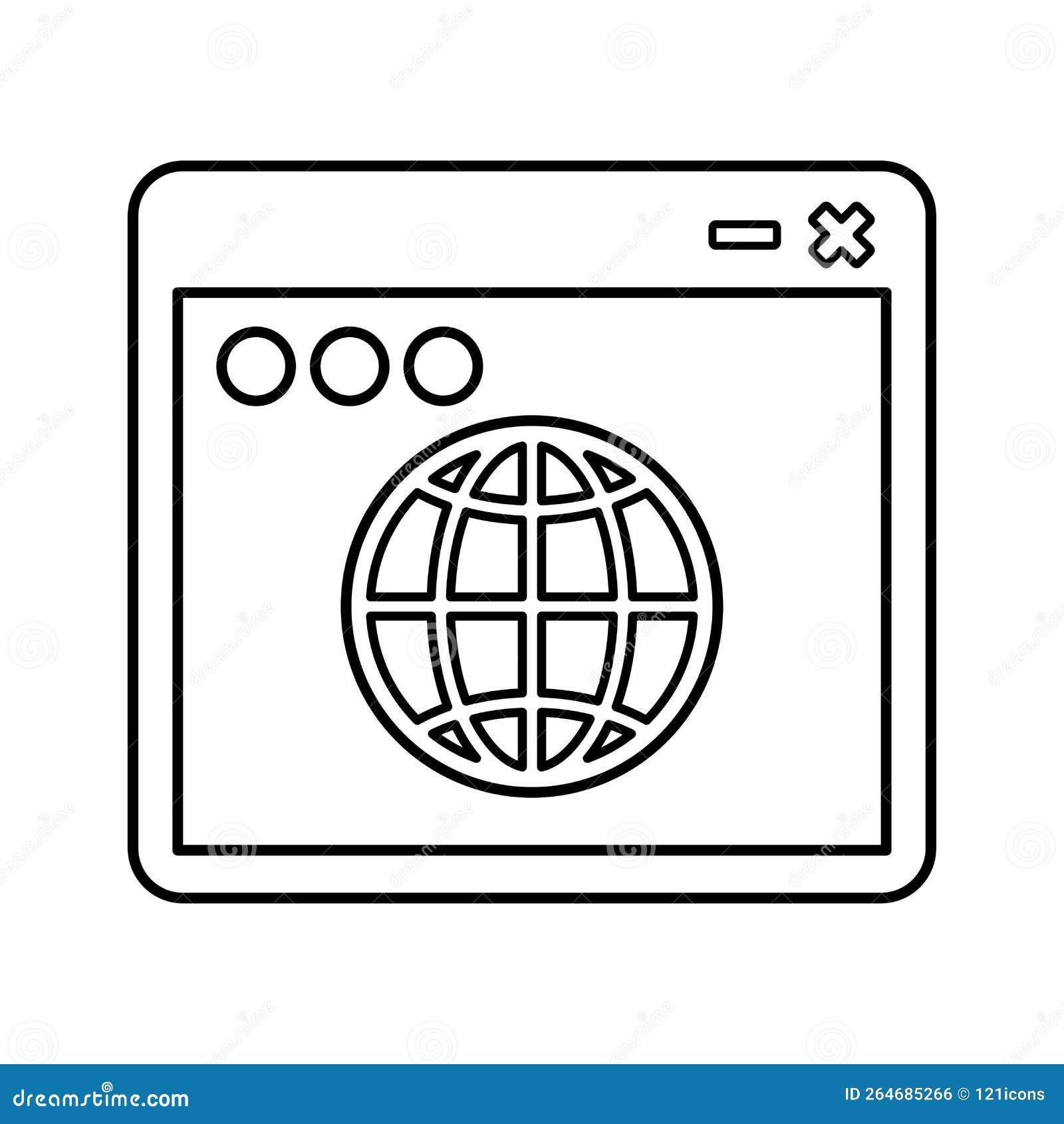 browser, cross, test line icon. outline 