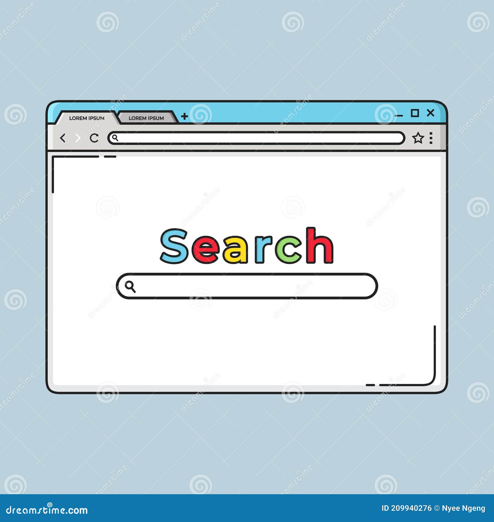 Browser Element with Search Engine Interface Bar Template Vector Stock