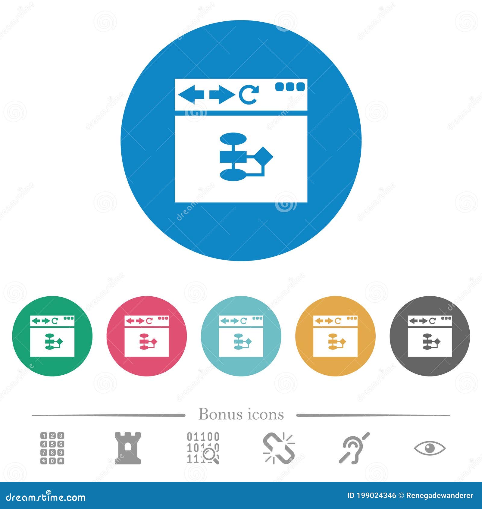 browser flow chart flat round icons