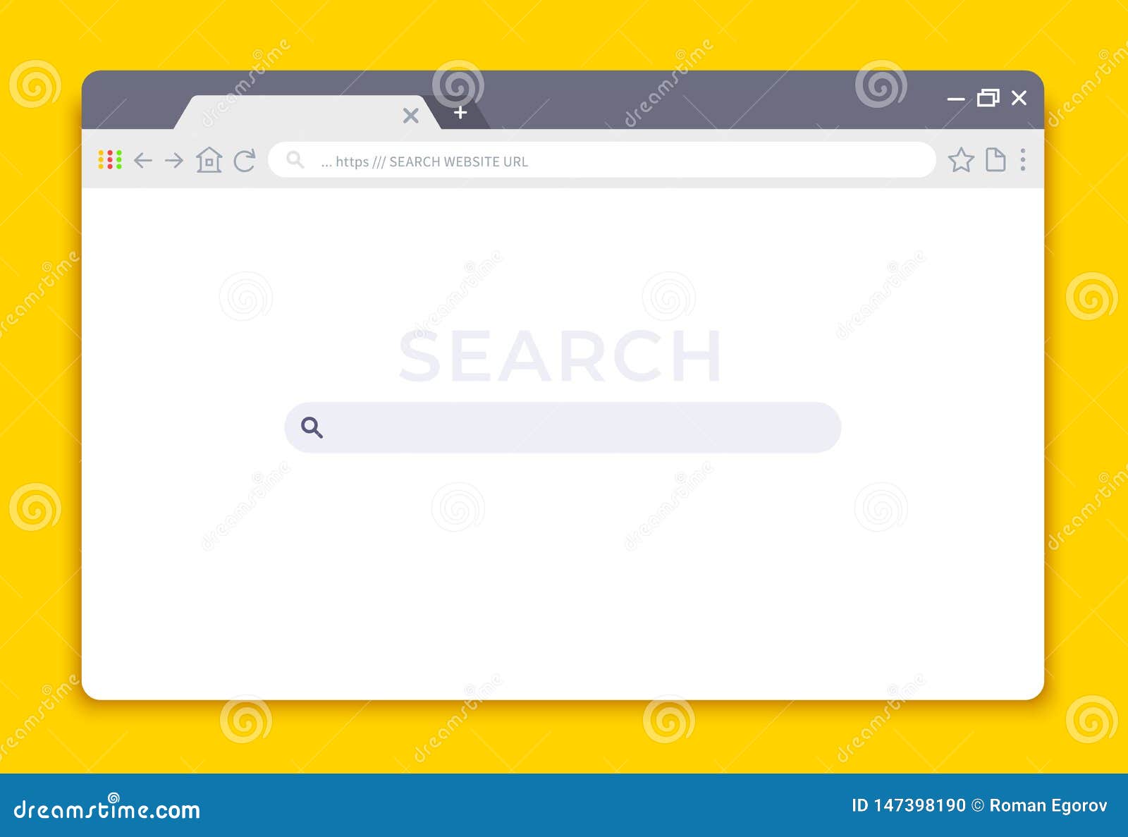 browser interface. website window mockup, internet screen frame, browser tab.  empty web window  template