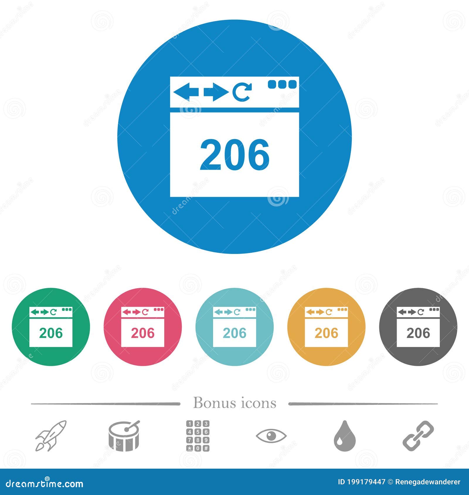 browser 206 partial content flat round icons