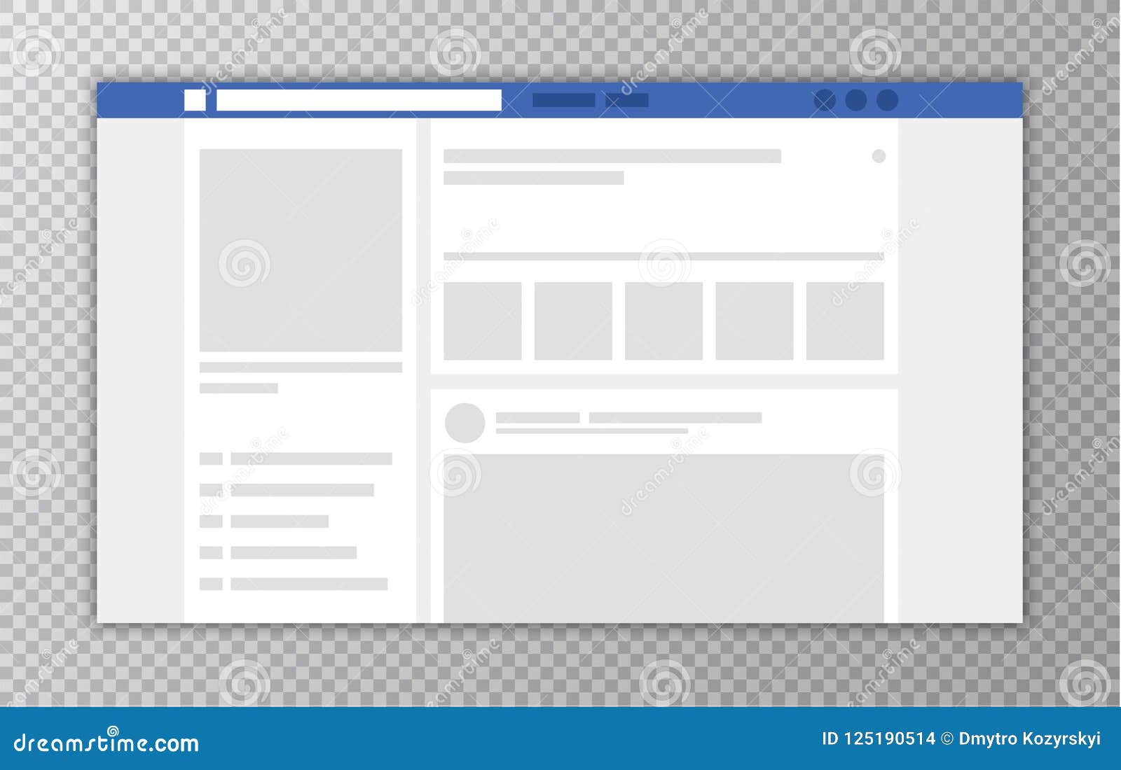 browser window with web page concept of social media interface