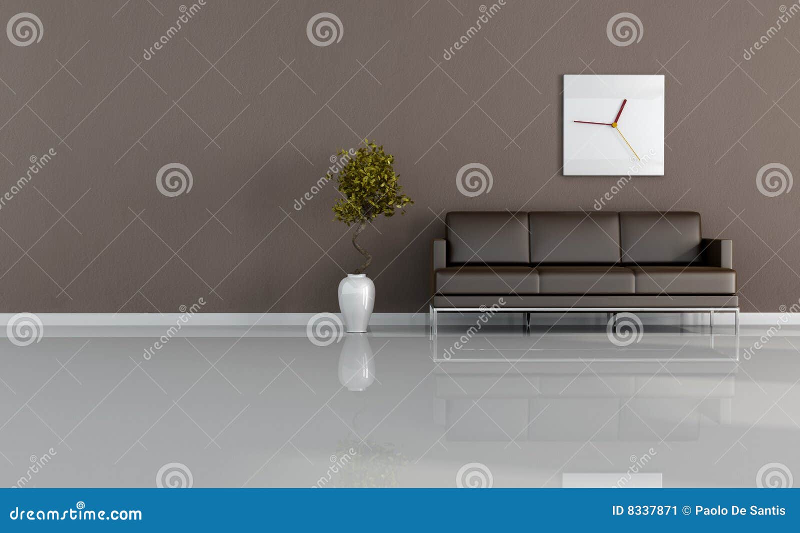 Moderne woonkamer met bruine bank stock foto's– 91 moderne ...