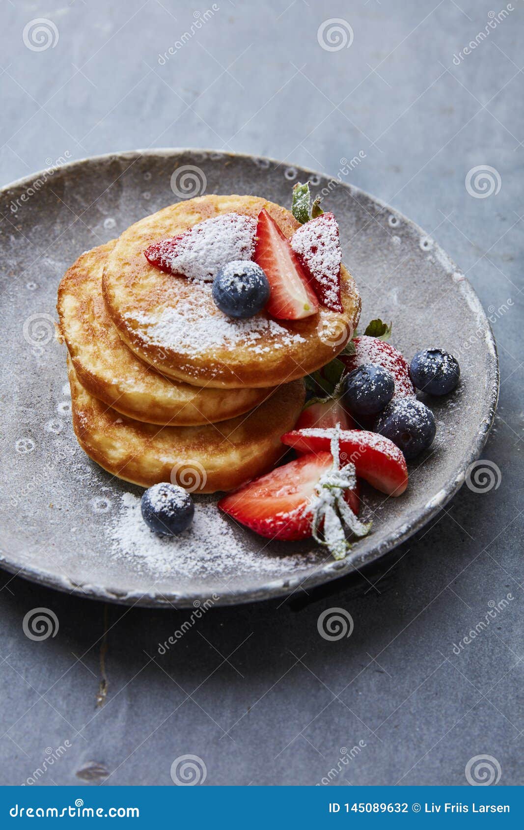 Brunch Pancakes with Berries and Sugar Stock Photo - Image of life ...