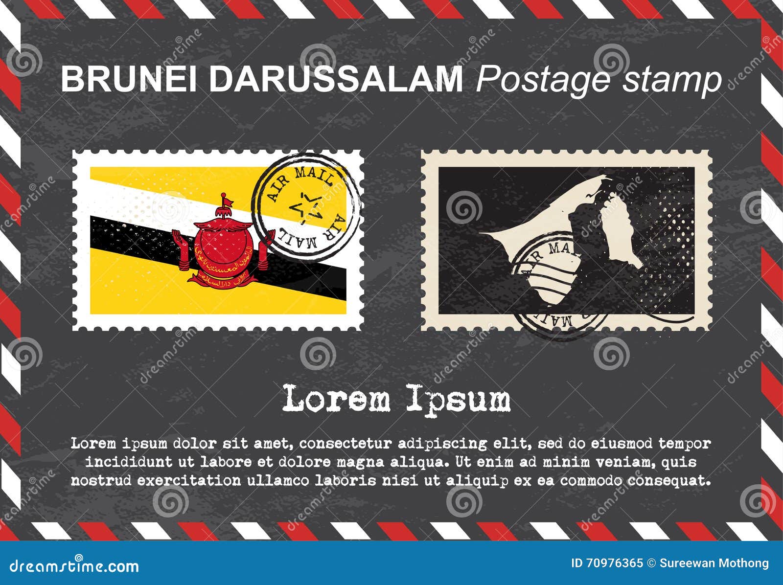 Brunei Darussalam Postage Stamp, Vintage Stamp, Air Mail Envelope