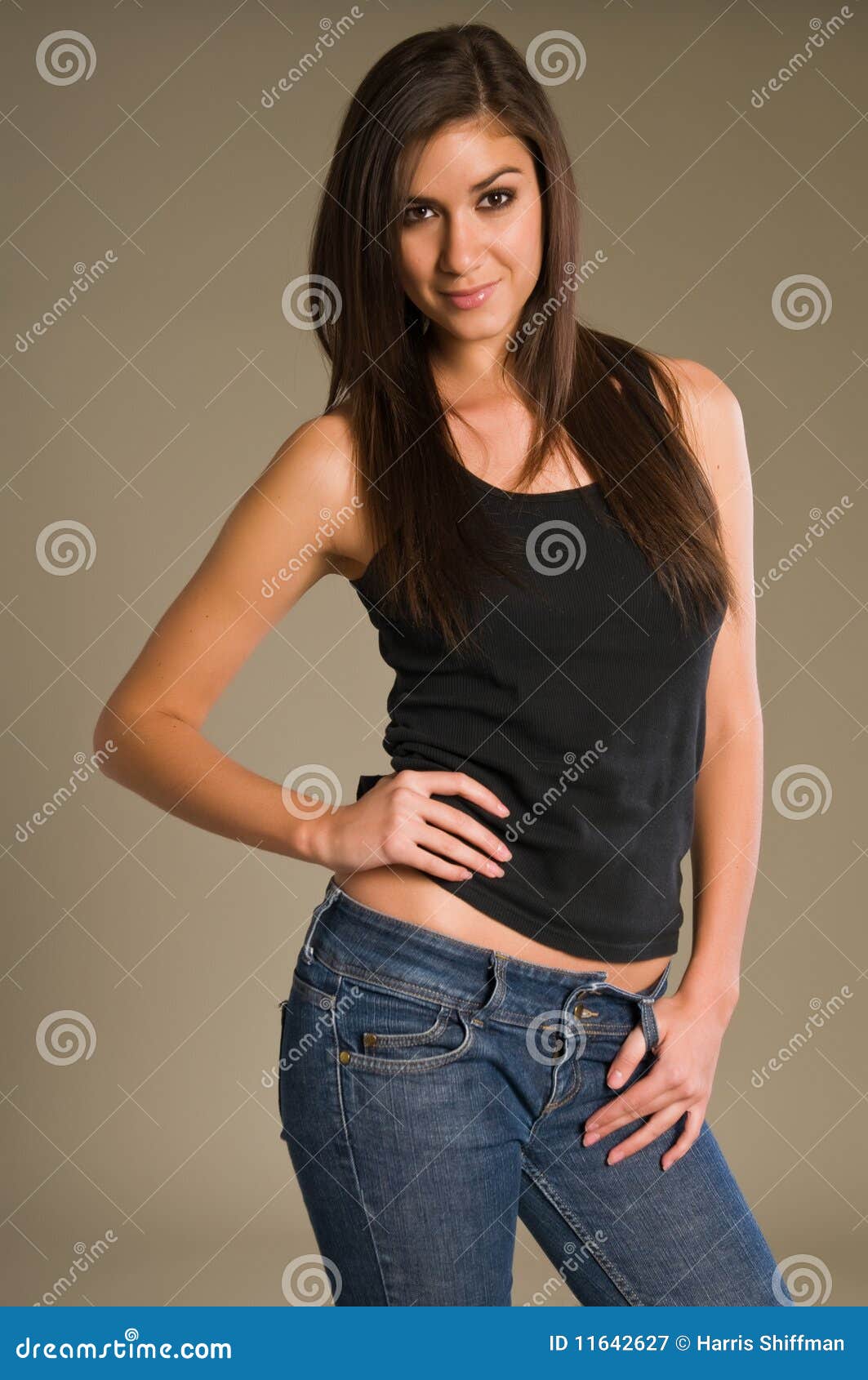 Brunette stock image. Image of blouse, gorgeous, bluejeans - 11642627
