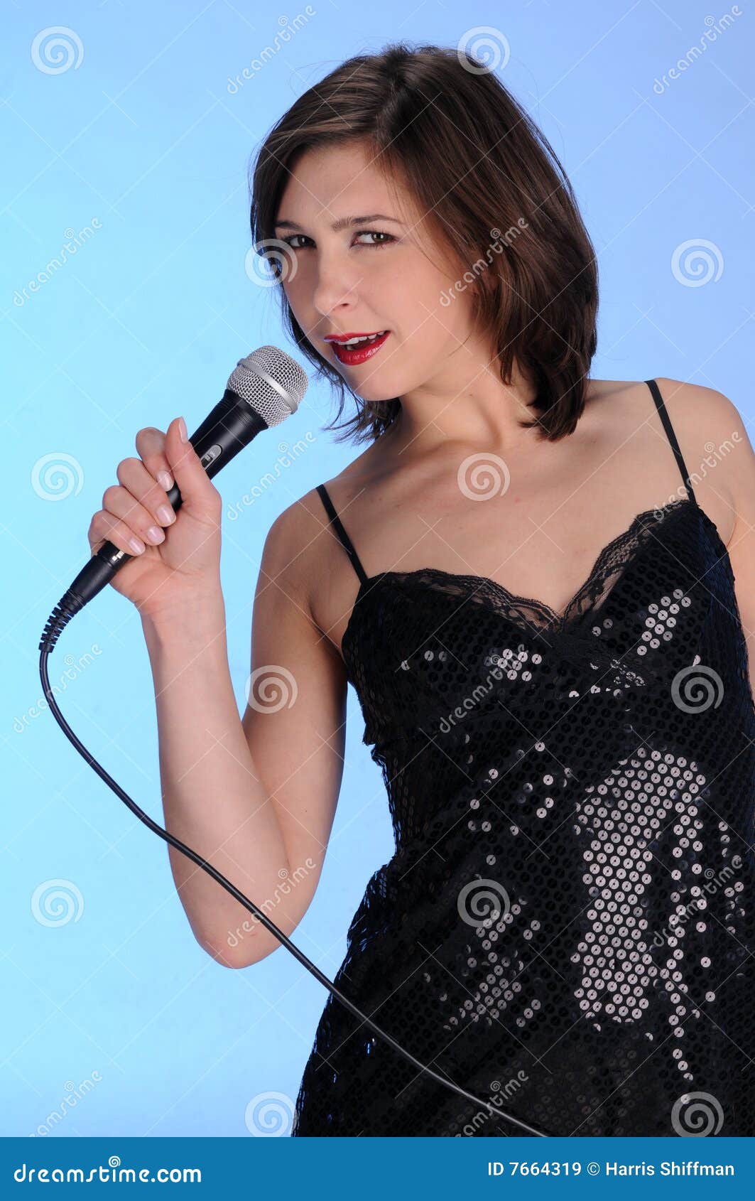 Brunette stock image. Image of singing, girl, sing, beauty - 7664319