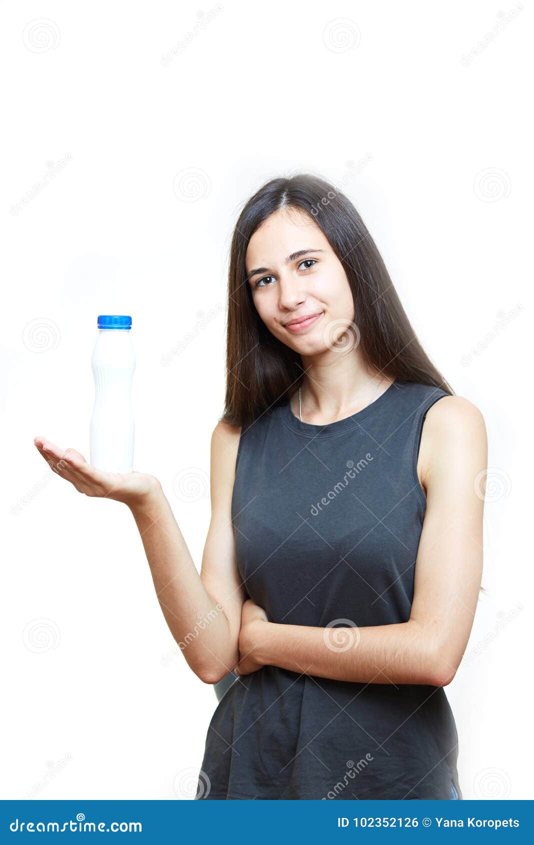 brunette and her bottle