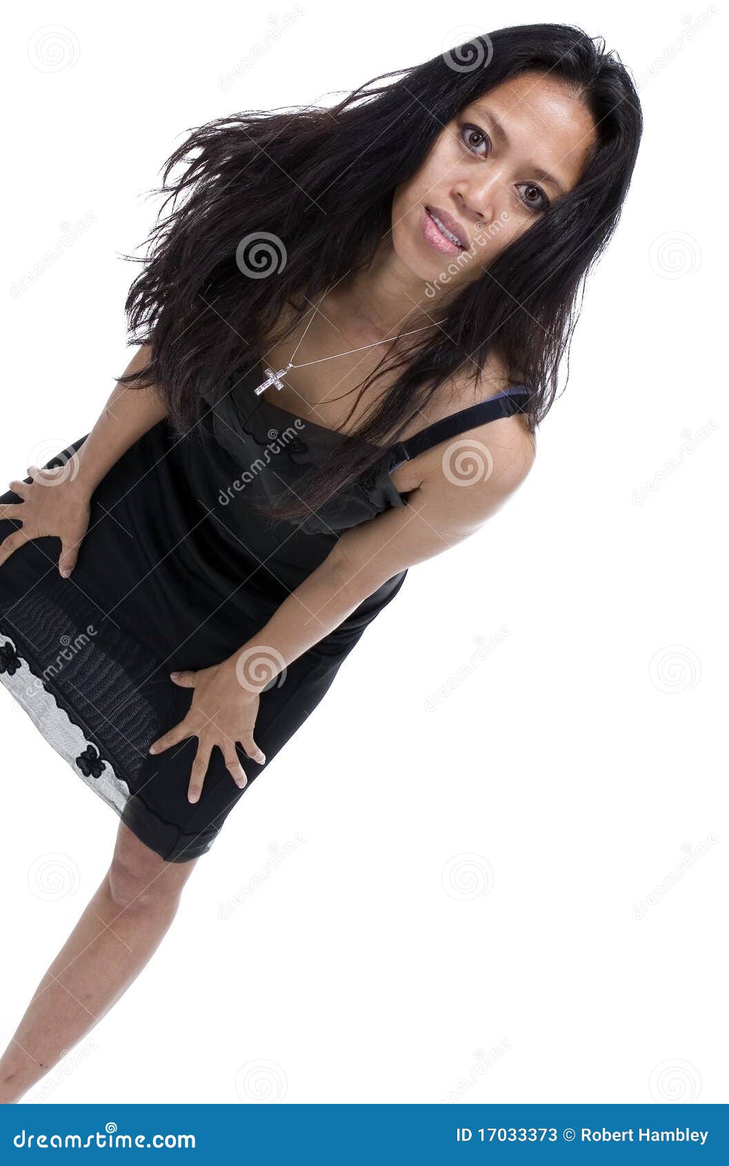 Brunette in Black Evening Dress Stock Image - Image of young, evening ...