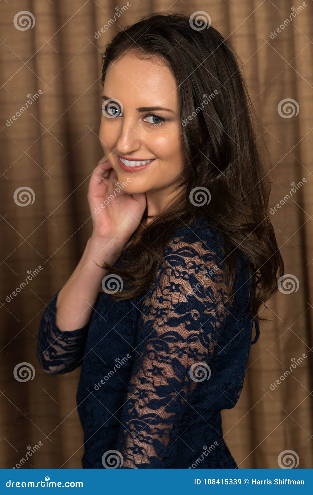 Brunette In Blue Stock Image Image Of Long Female 108415339