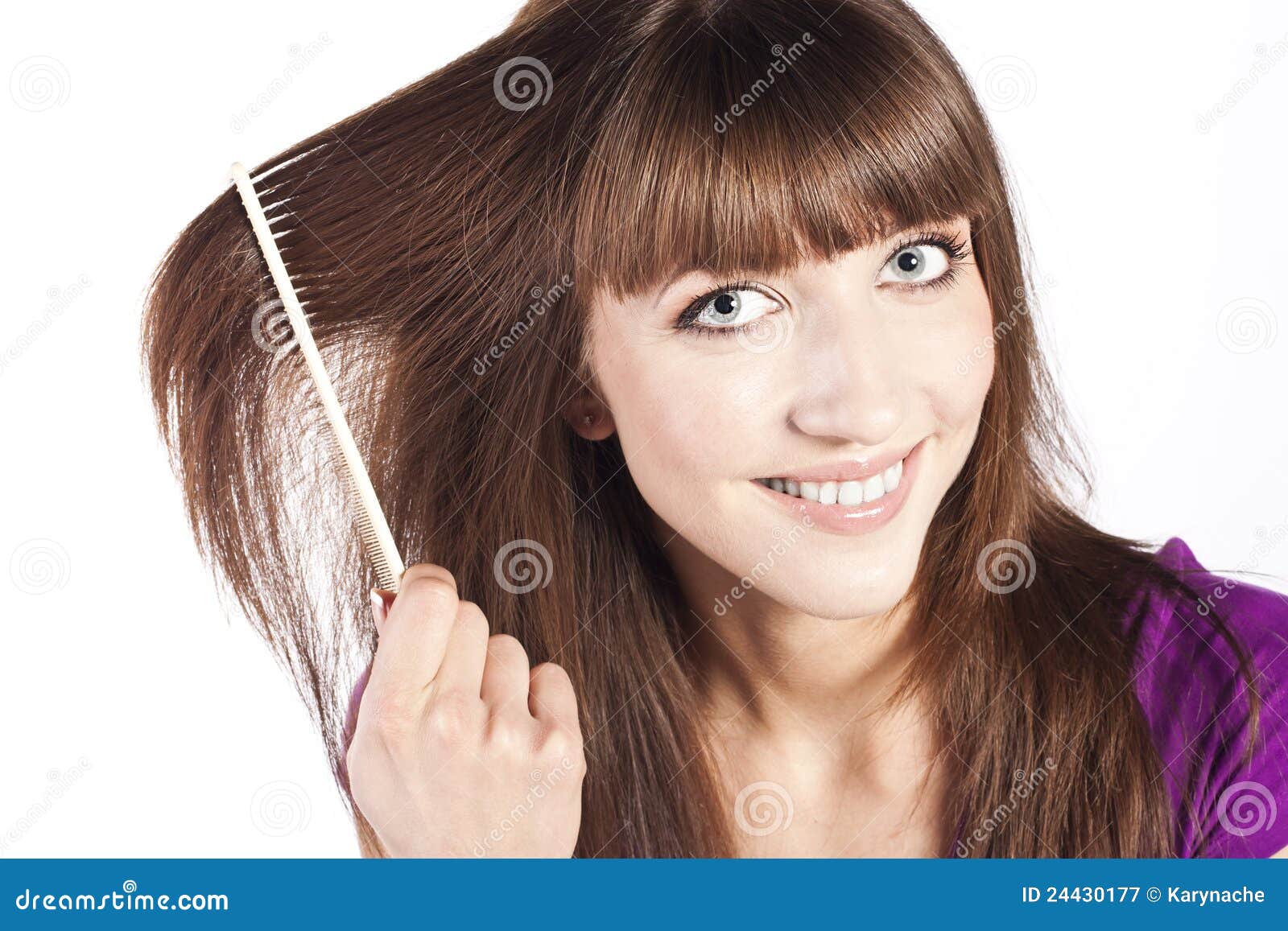 Brushing Her Hair, in Studio Stock Image Image of healthy