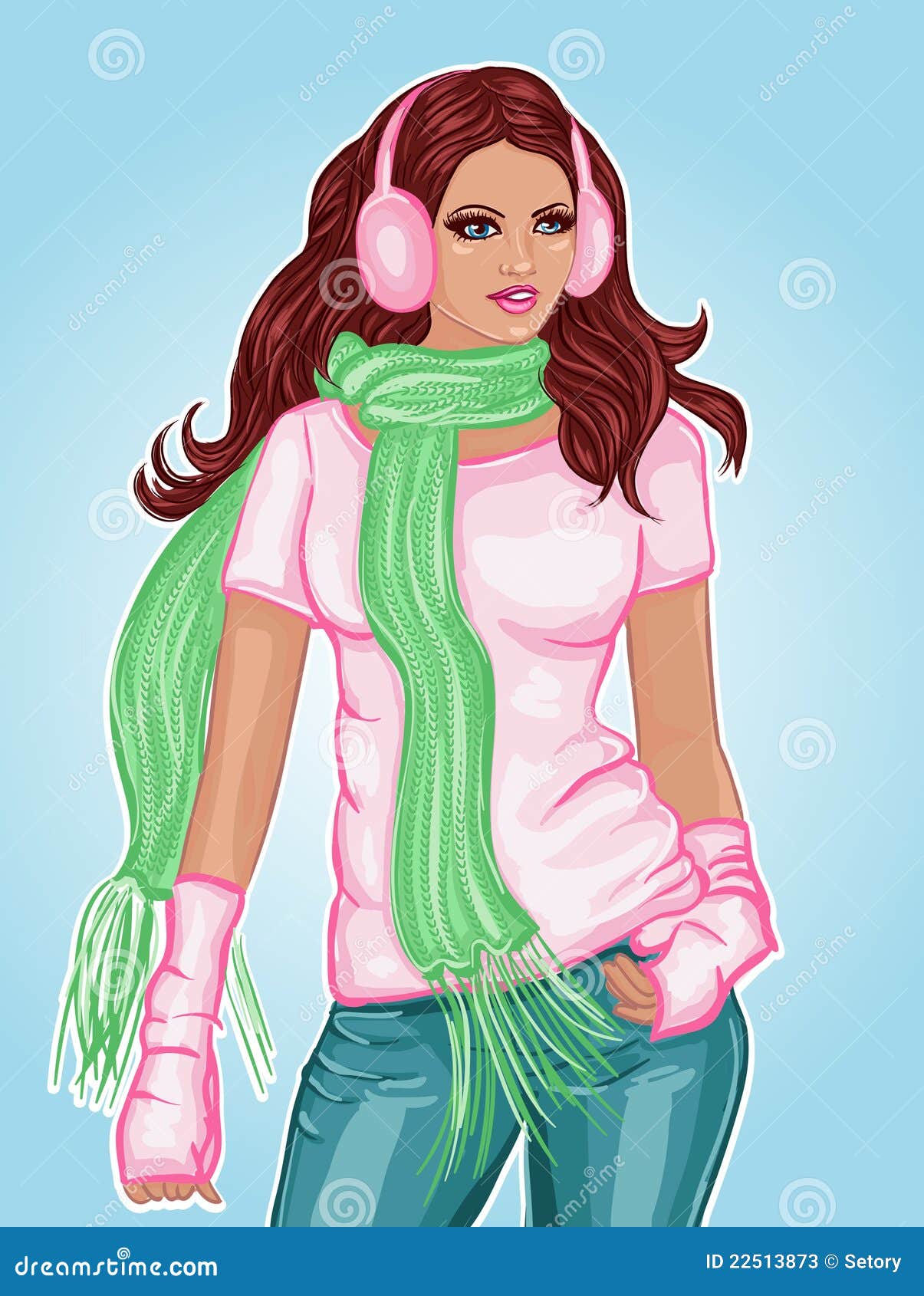 Brunette in Fashion Clothing Stock Vector - Illustration of attractive ...