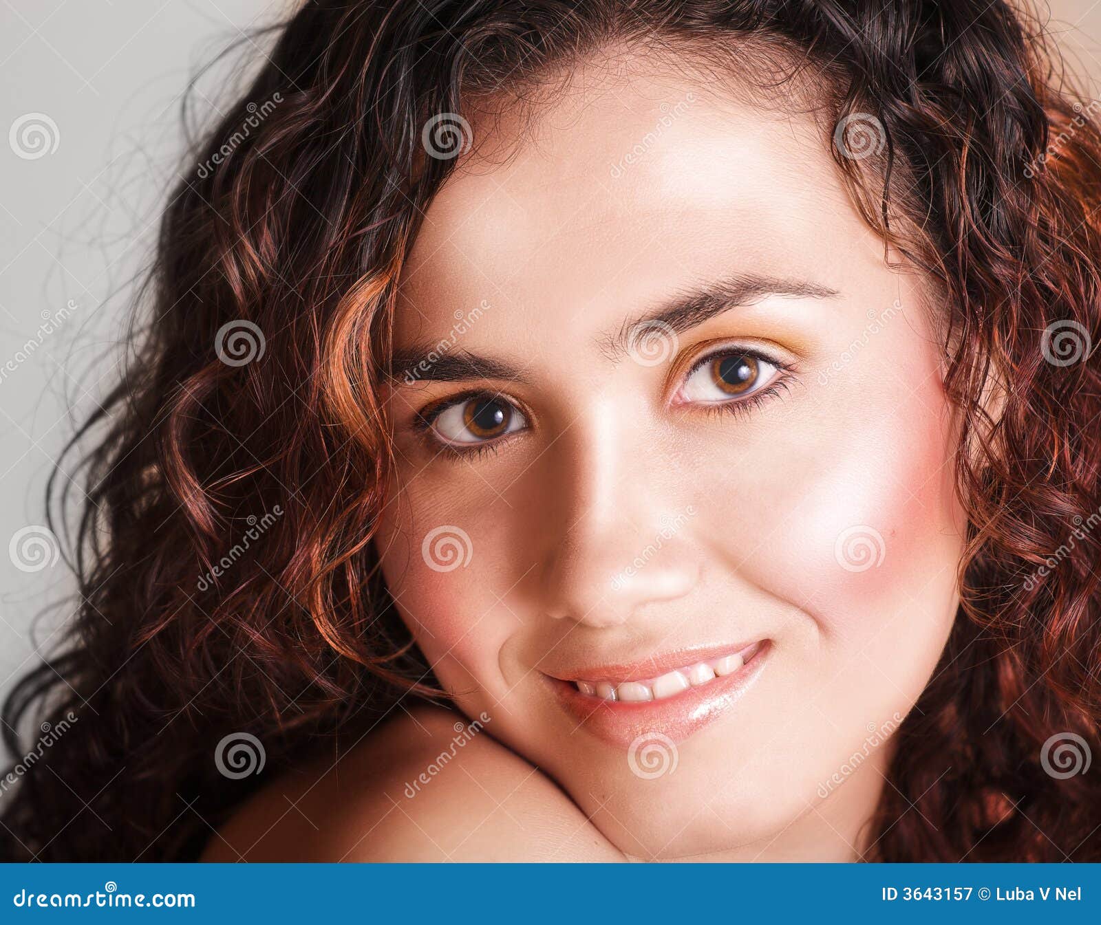 Brunette Girl With Curly Hair Stock Image Image Of Che