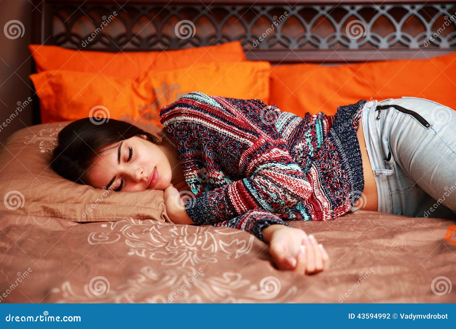 Lying on Bed Sleeping at Home Stock Photo Image of lying, apartment 43594992