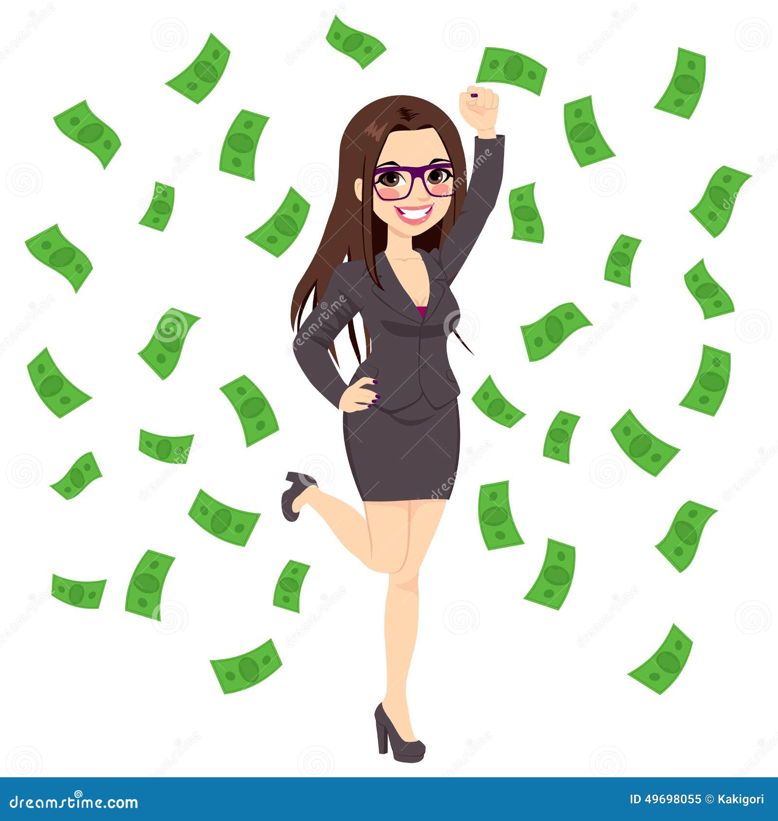 Brunette Rich Successful Business Woman Stock Vector - Illustration of  falling, green: 49698055