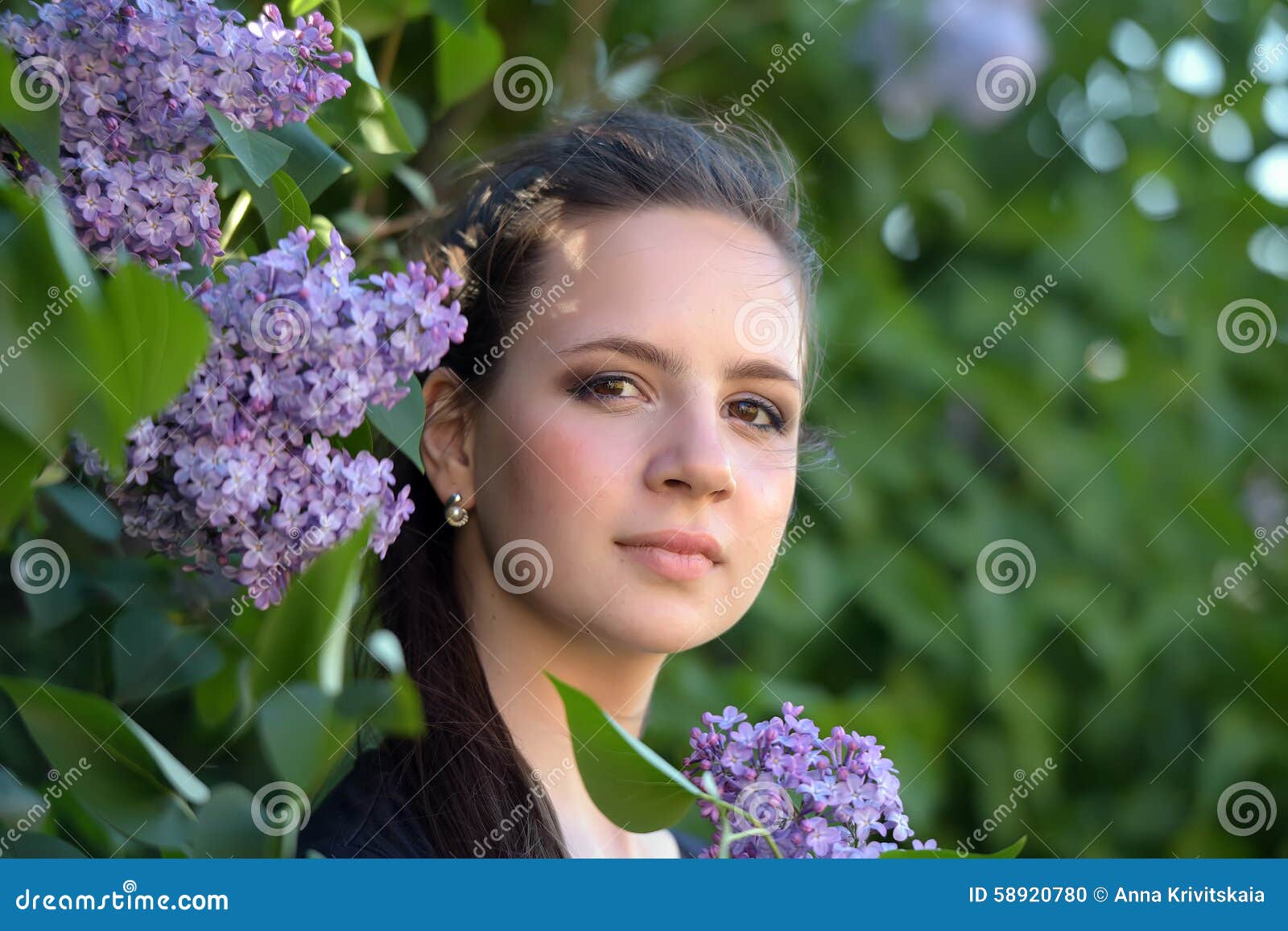 Brunette Teen In Flowers Beautiful 15