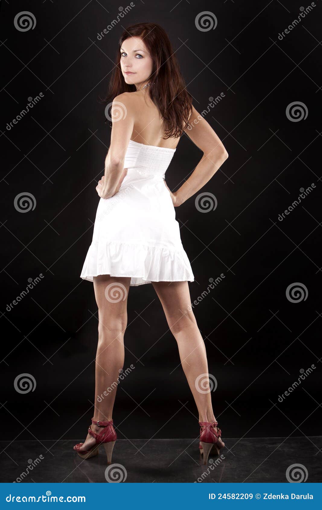 Brunette And White Dress Stock Image Image Of Body Elegance 24582209