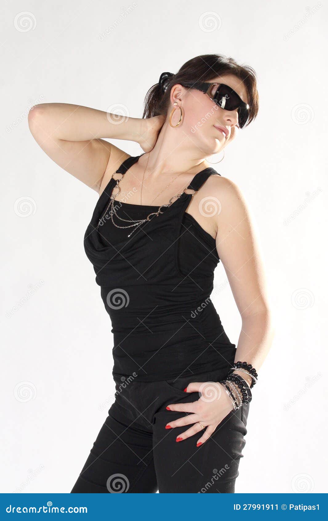 Woman in Black Jeans and Top Stock Image Image of female