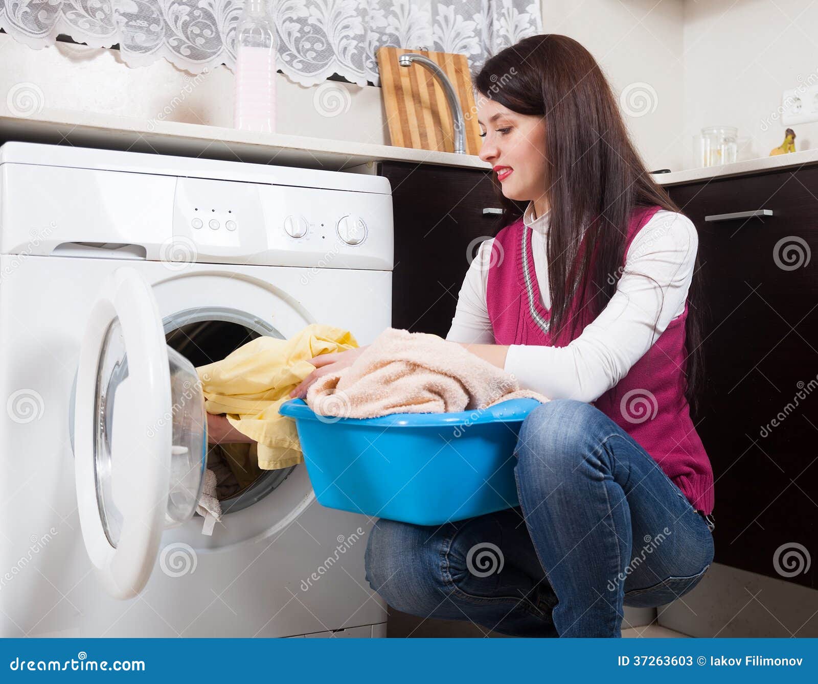 Woman Doing Laundry Stock Image Image of housewife, laundry