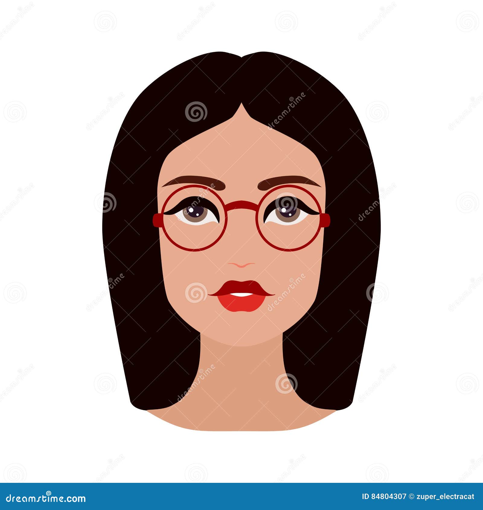 Download Brunette Woman Face With Glasses Stock Vector ...