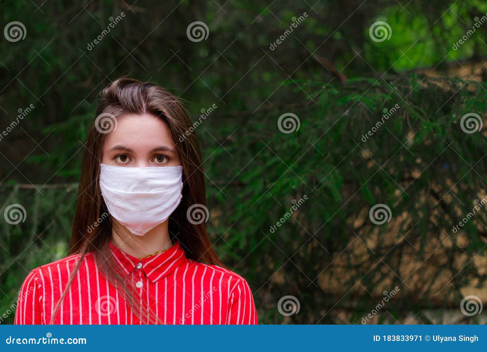 Brunette Young Woman In Protective Medical Mask On Her Face Looking At Camera Stock Image Brunette Young Woman In Protective Medical Mask On Her Face Looking At Camera Stock Image