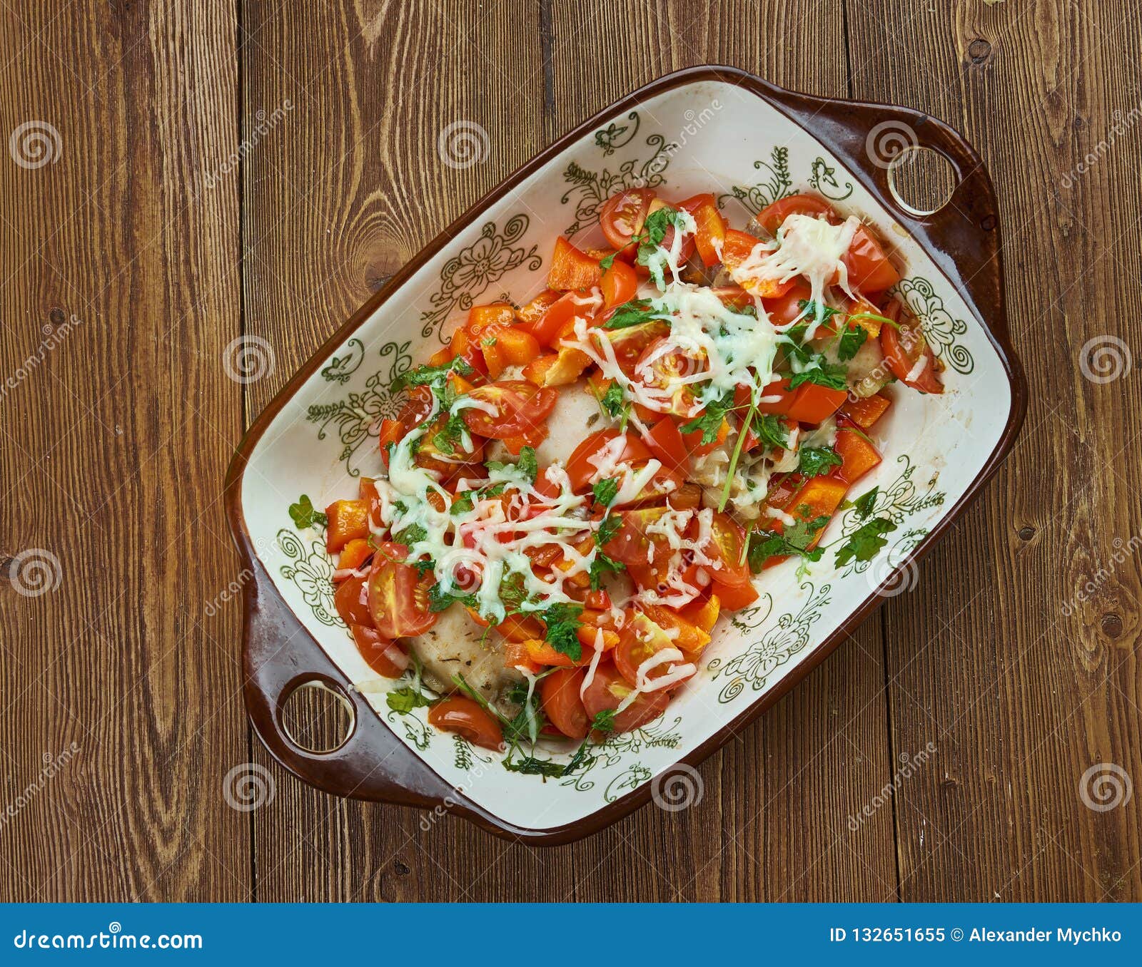 Bruschetta Chicken Bake Stock Image Image Of Tomato 132651655