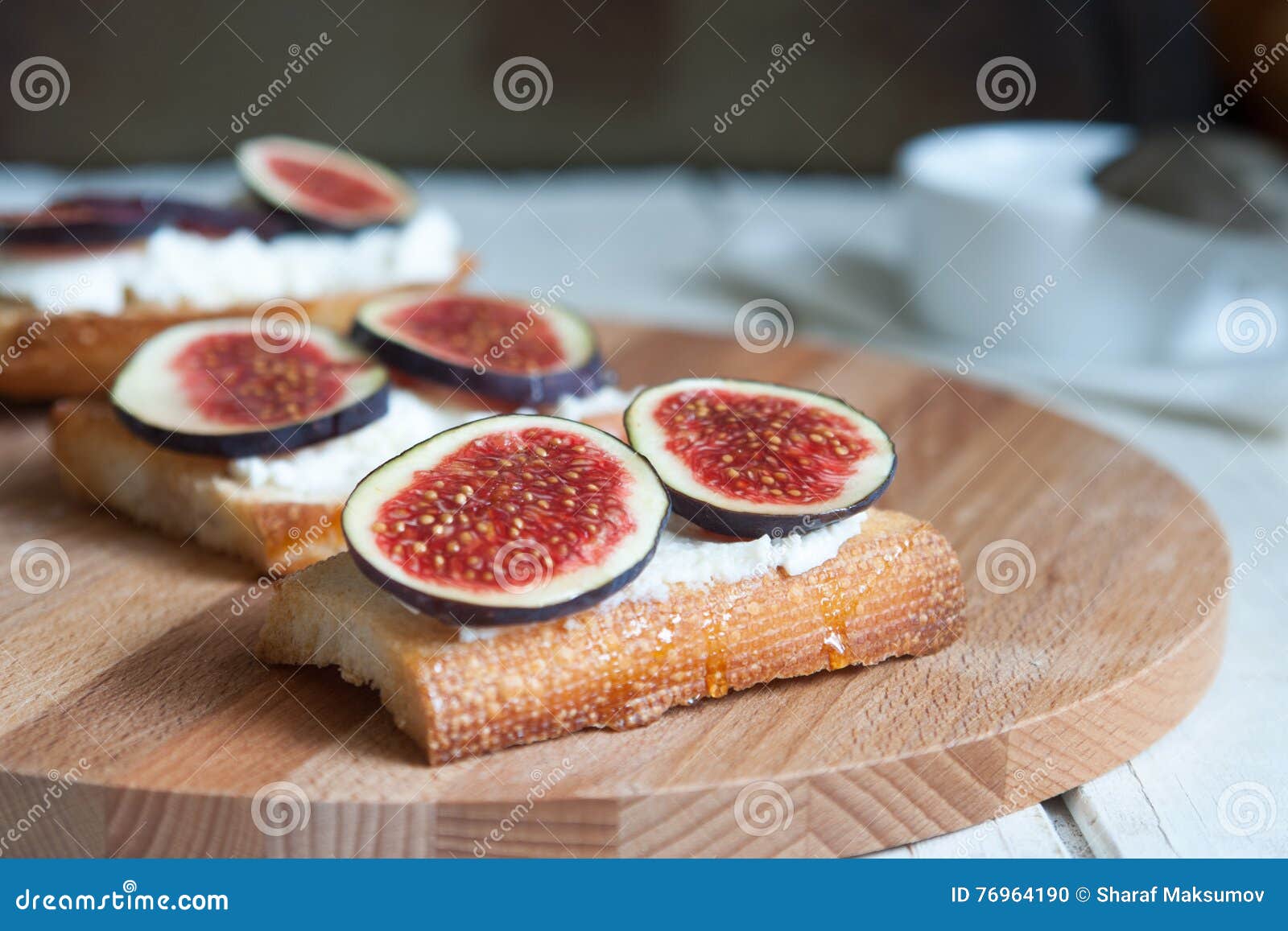 Bruschetta with Goat Cheese and Figs Stock Photo Image of food