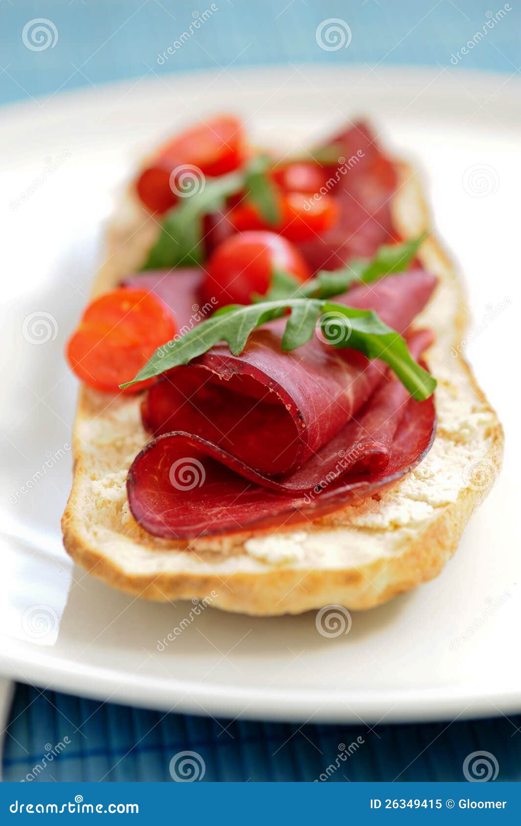 Bruschetta with prosciutto stock image. Image of bread 26349415