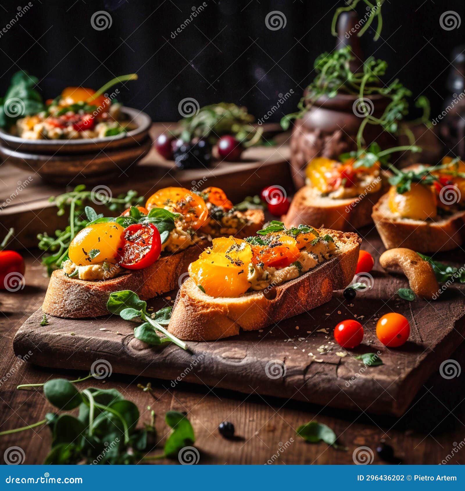 Bruschetta with Roast Beef and Cheese on Plate Stock Photo Image of