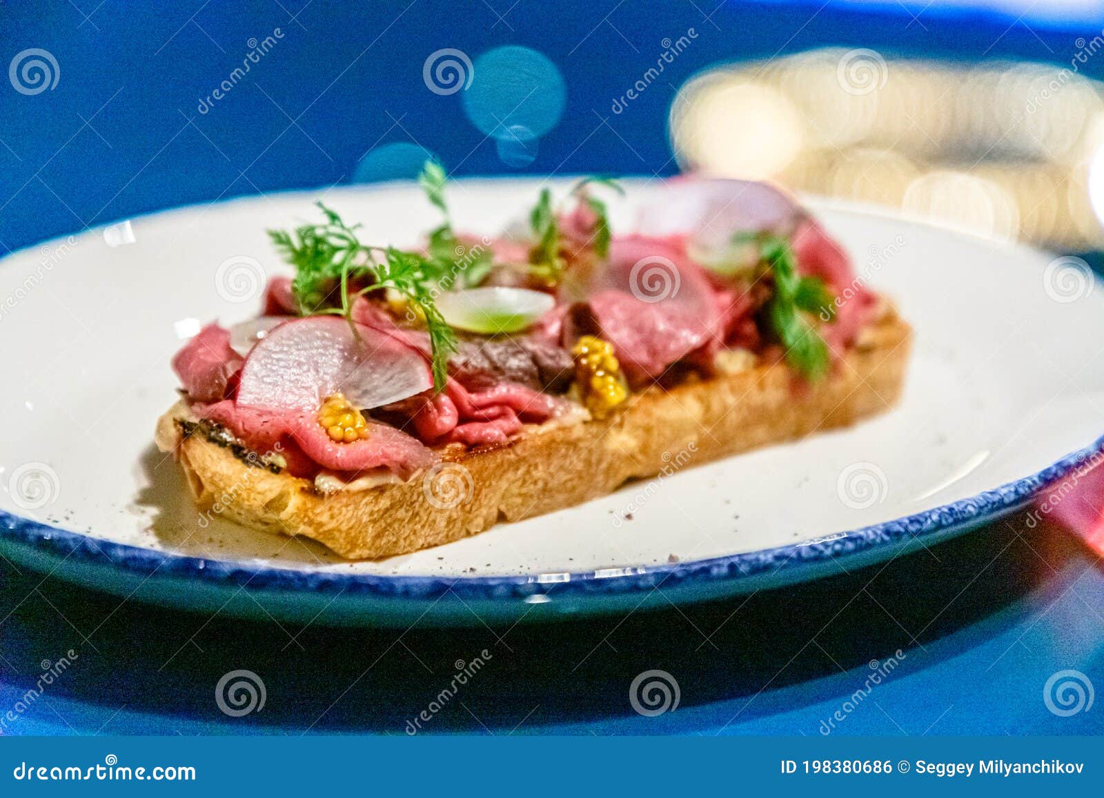Bruschetta With Roast Beef Baked Veal Tenderloin With Salted Cucumber